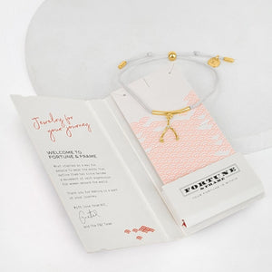 Wishbone String Bracelet (Light Grey) - Gold